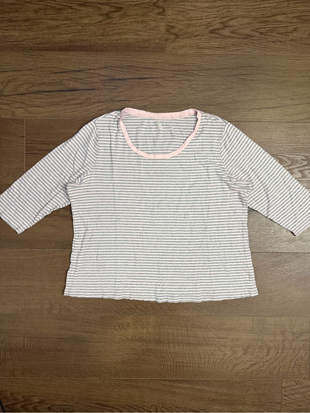 St. John's Bay Pink & White Striped Long Sleeve Tee